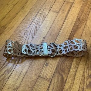 Like New Abercrombie&fitch Ladies Wide sliver/brown Leather belt XS/S